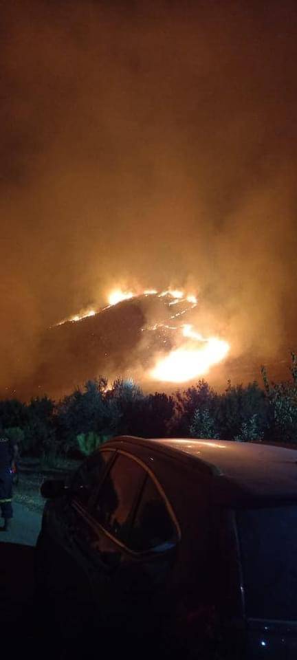 بالصور: حريق هائل ليلًا في جبل مجدل عنجر