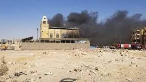 حريق هائل يدمر كنيسة الأنبا بيشوي في المنيا-مصر