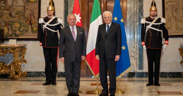 الملك الاردني يلتقي الرئيس الايطالي ويحذر من تداعيات الهجوم الإسرائيلي على رفح
